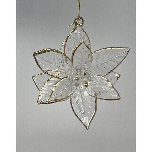 Beautiful Vintage Glass Christmas Tree Ornaments Butterfly Hearts Poinsettia - Picture 5 of 16